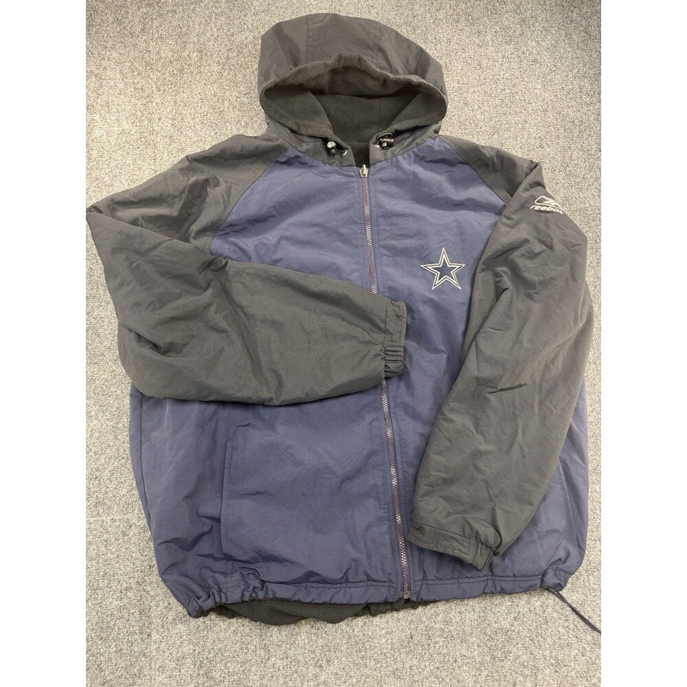 Reebok Dallas Cowboys Reversible Jacket Hooded Blue NFL Football Mens
